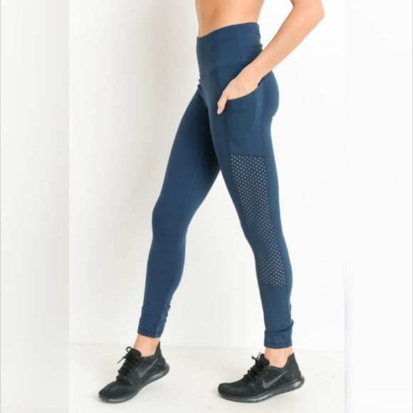 Mono B Pants - Shirred Leggings with Perforated Mesh Panels